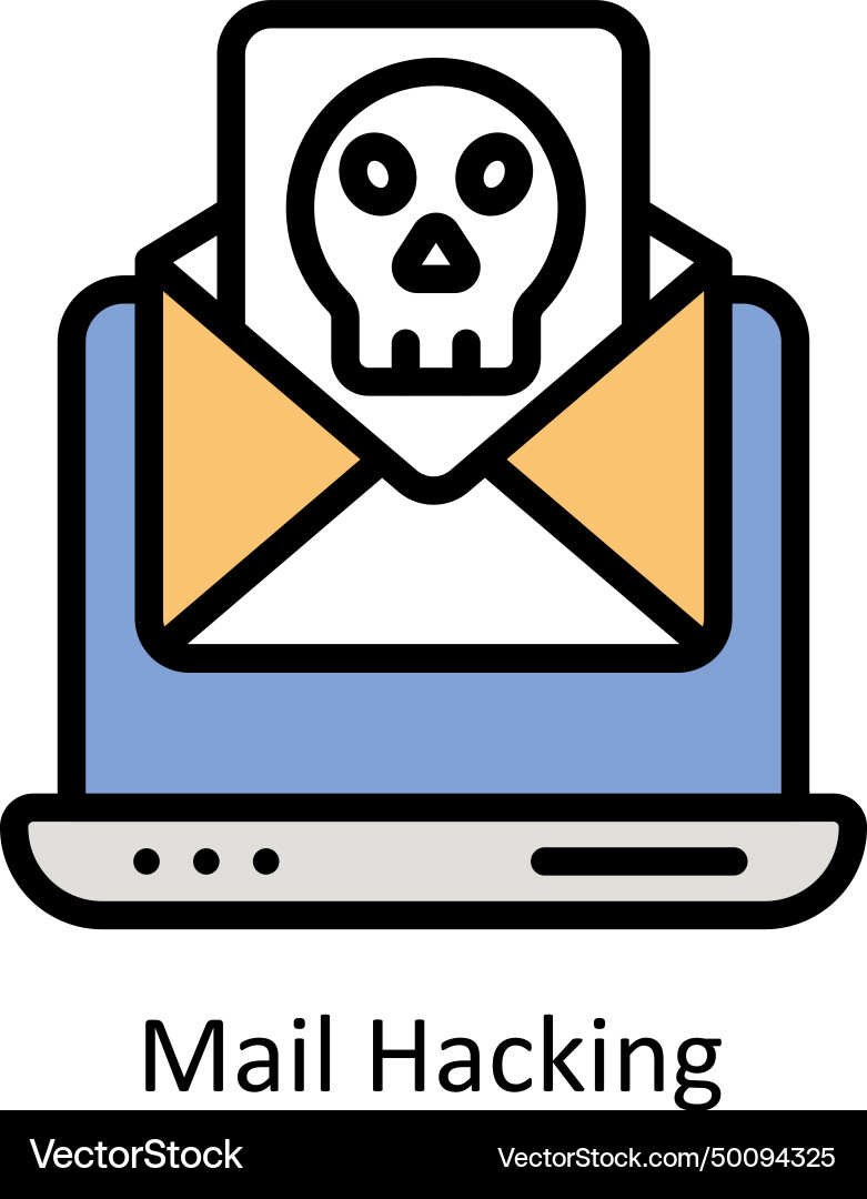 Mail hacking filled outline icon style illu Vector Image