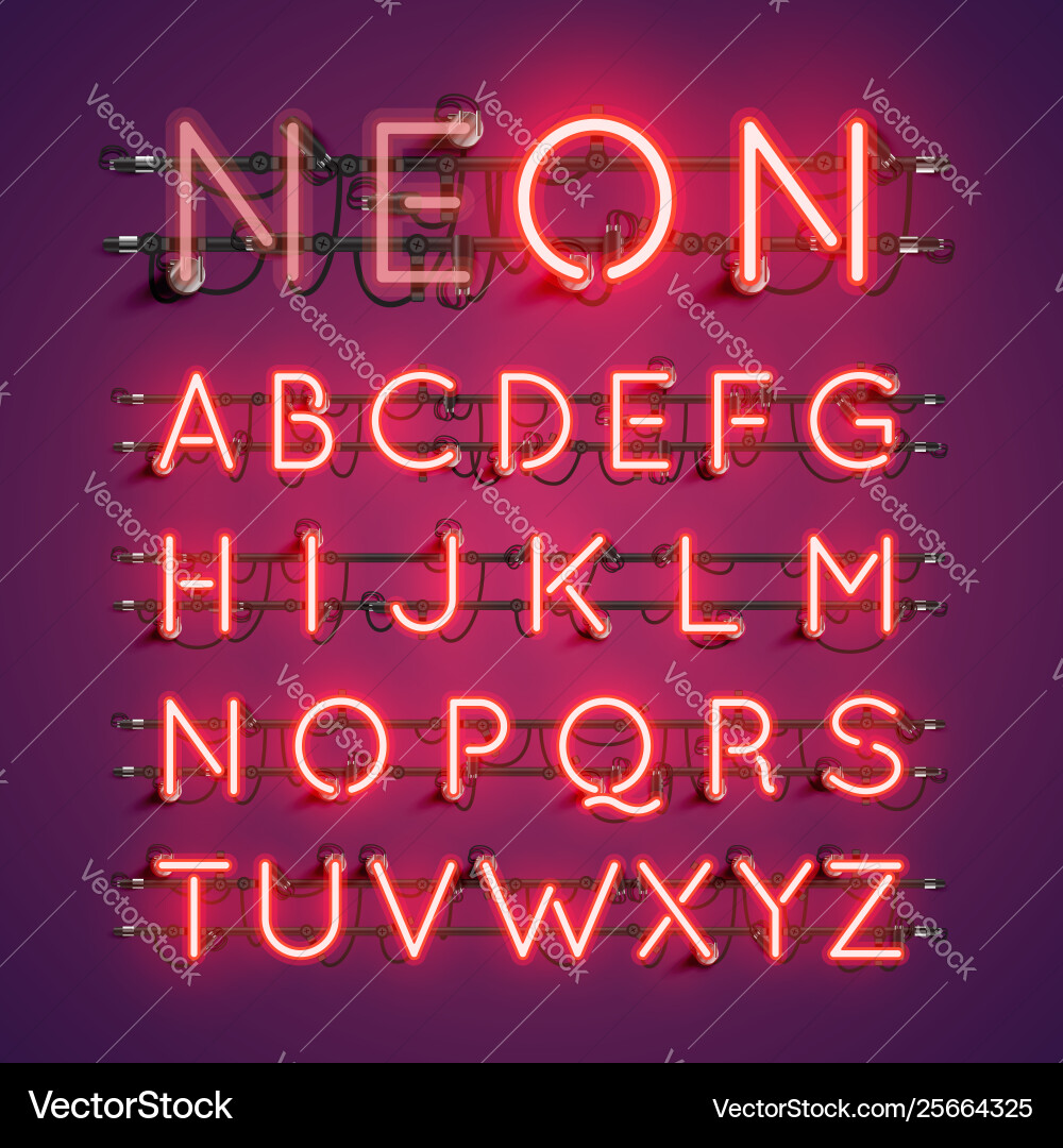 Neon Font with Wires and Console vector image