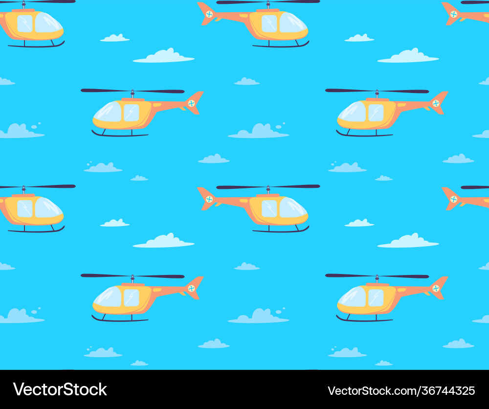 Print with a helicopter that flies through vector image