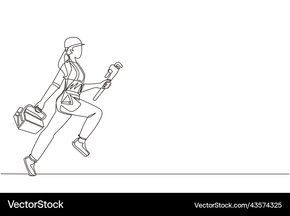Running Mechanic - Single Line Art Vector Image