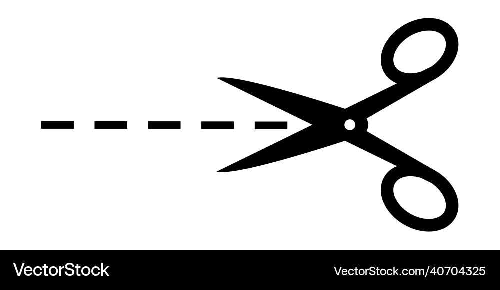 Scissors icon with cut lines line stock Vector Image