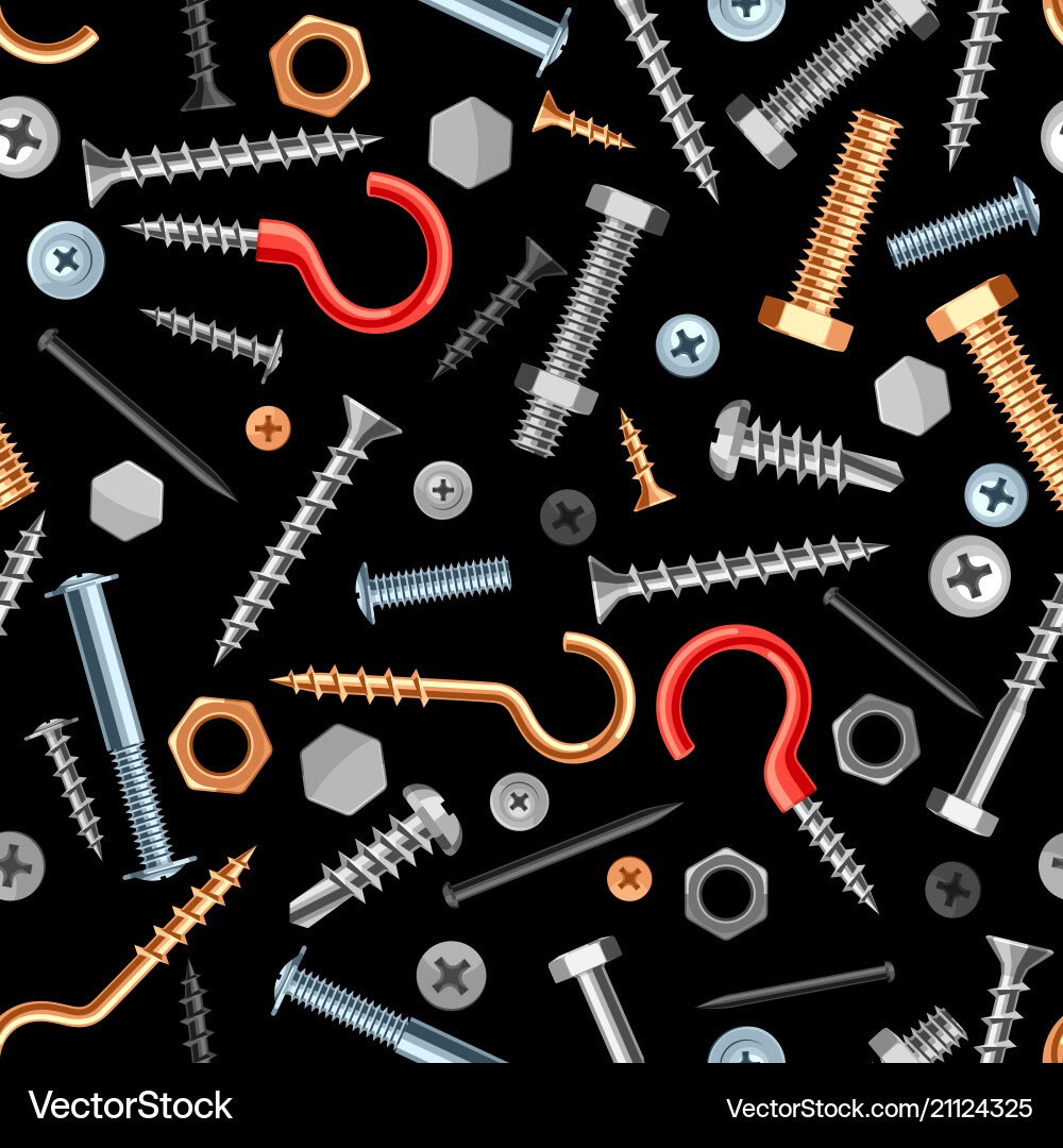 Seamless pattern with bolts nuts nails Seamless pattern with bolts nuts nails Vector Image