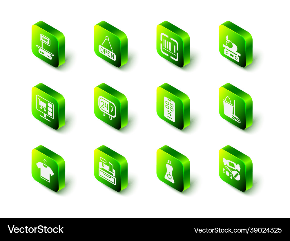 Set hanging sign with open scanner scanning bar Set hanging sign with open scanner scanning bar vector image