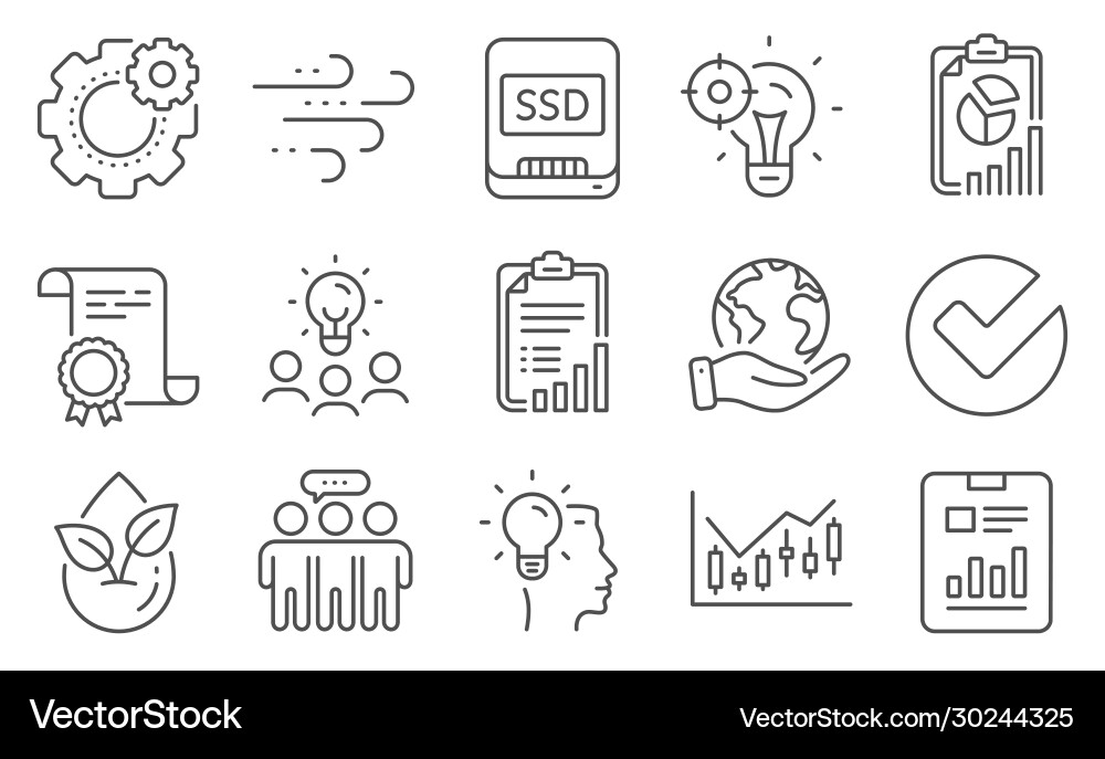 Set science icons such as verify checklist Set science icons such as verify checklist vector image
