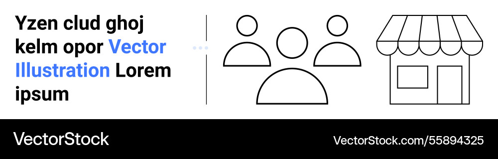 Simple line art of users and small storefront vector image