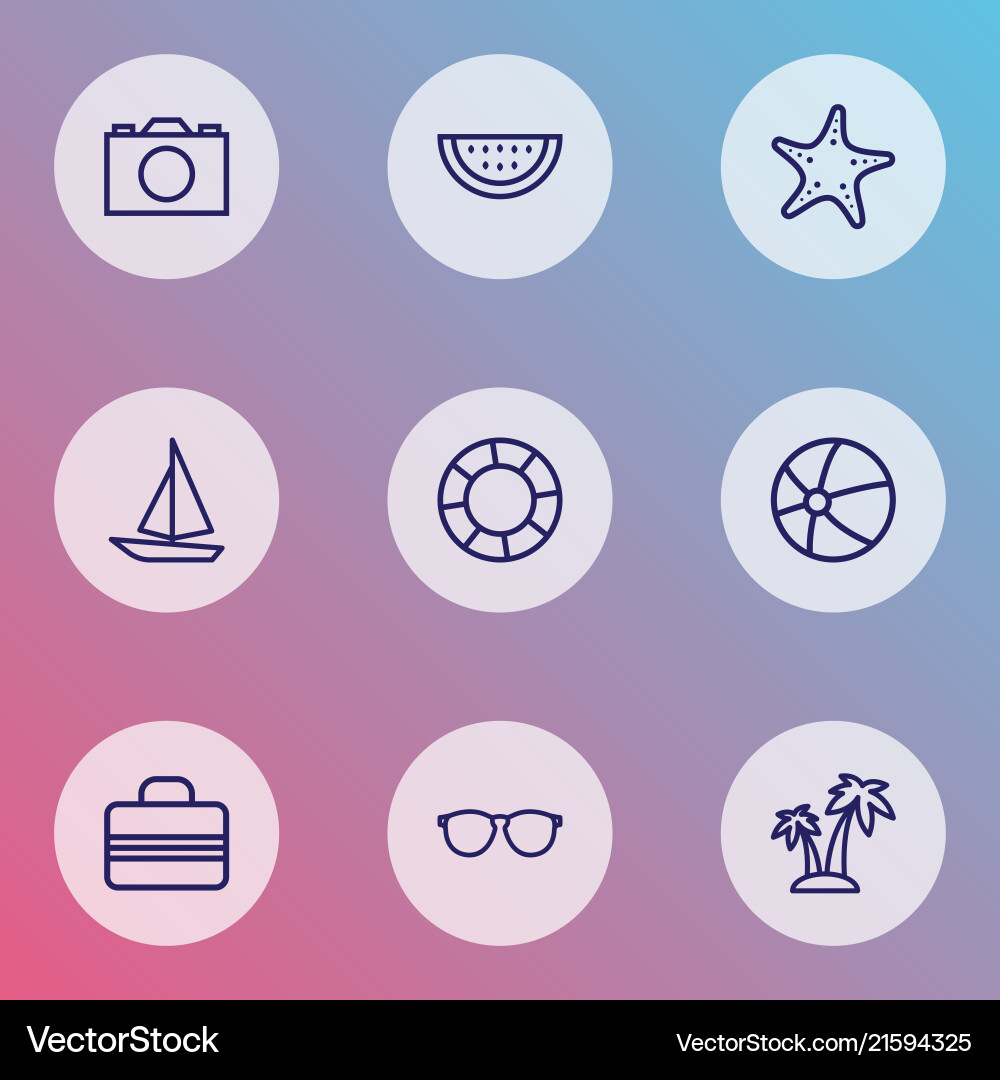 Summer icons line style set with ball watermelon Summer icons line style set with ball watermelon vector image