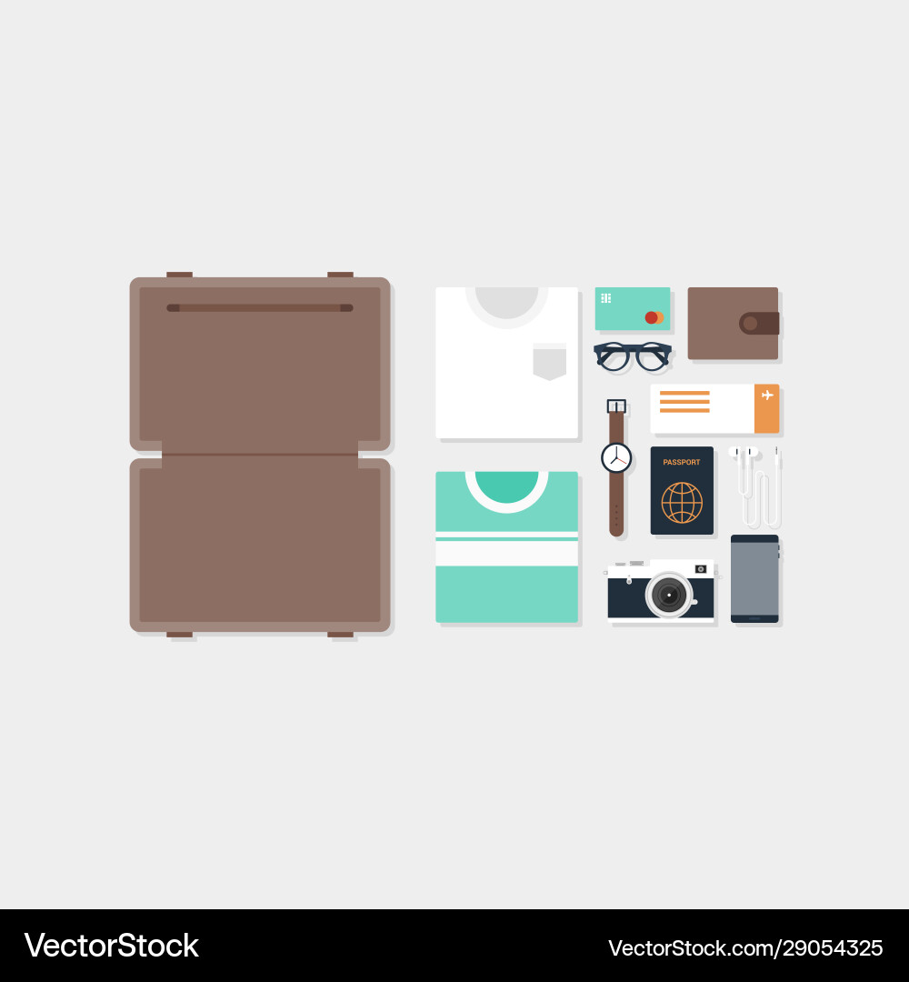 Travel element and object layout concept flat Vector Image
