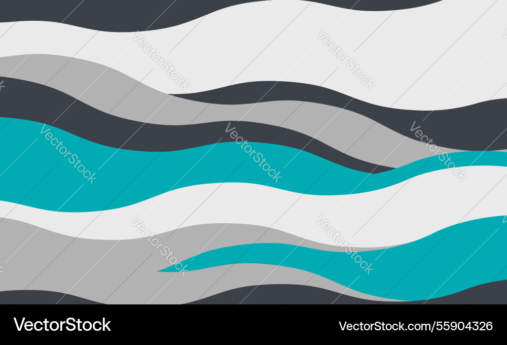 Abstract flowing wave pattern in teal gray Vector Image