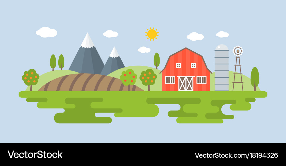 Agrar- und Landwirtschaftslandschaft Infografik Vektorbild