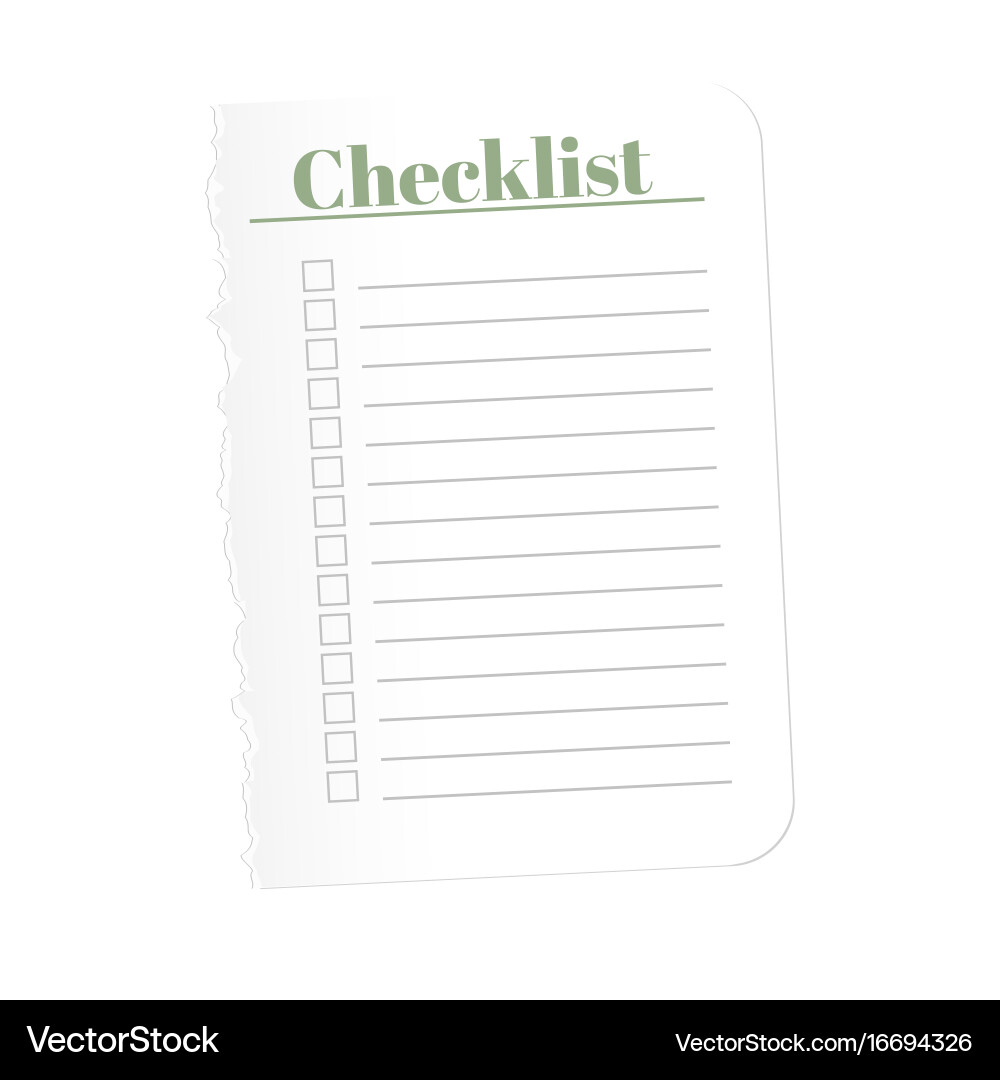 Check list torn a blank sheet of paper to record vector image