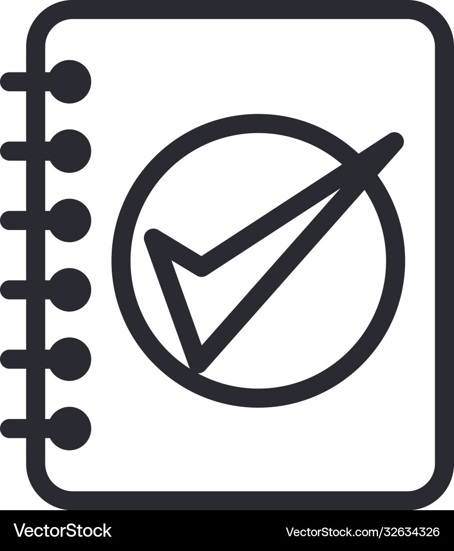 Check mark in notebook line style icon Vector Image
