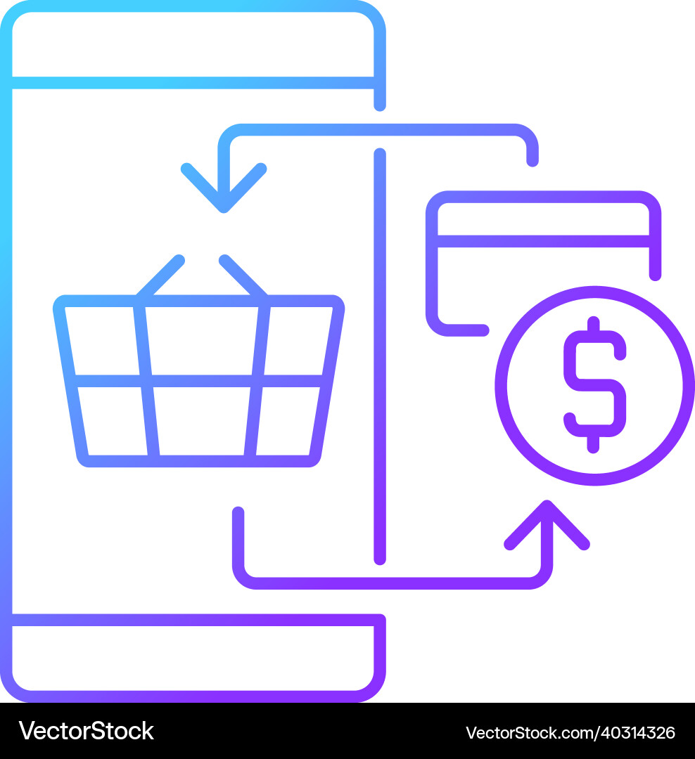 Digital transacting gradient linear icon Digital transacting gradient linear icon vector image