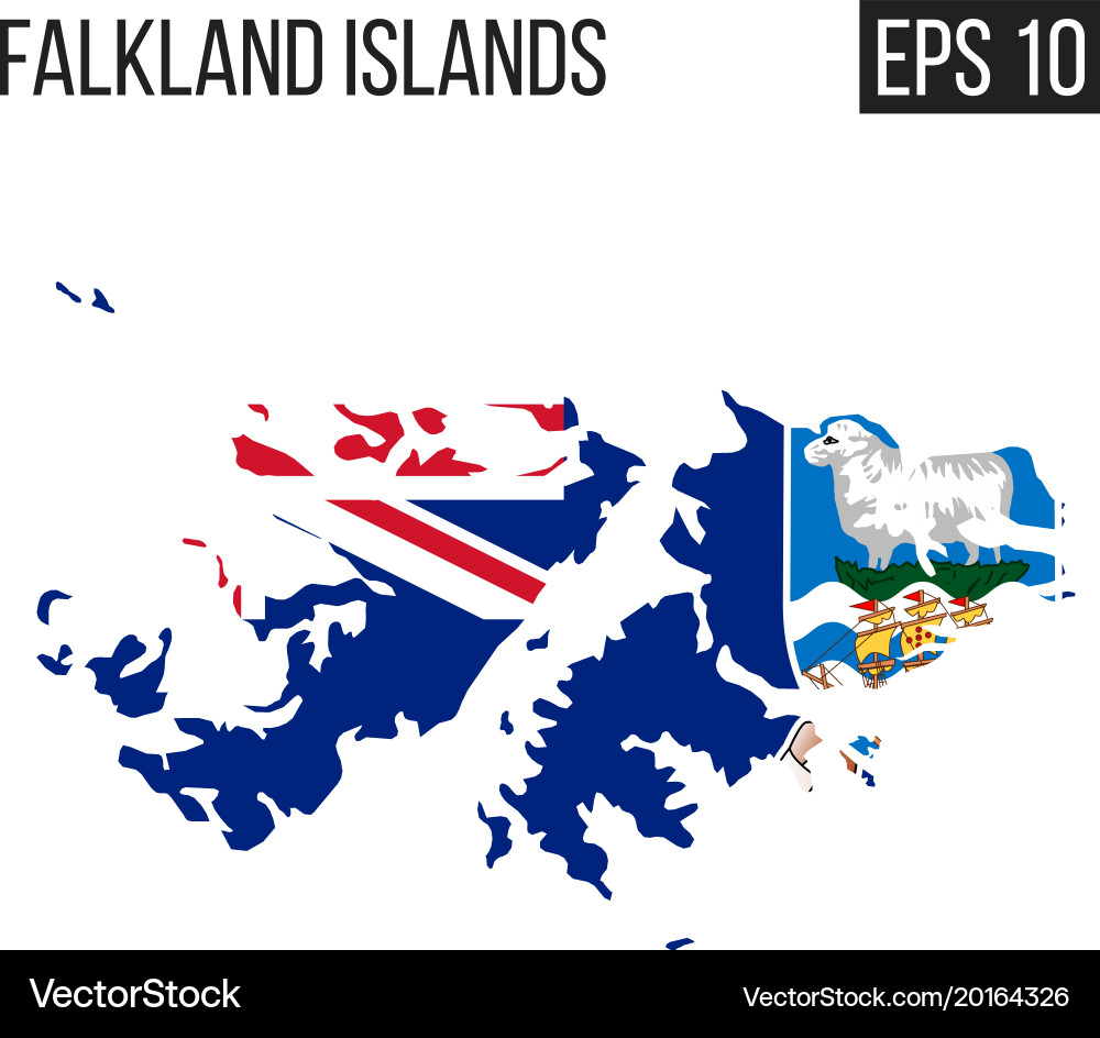 Falkland island map border with flag eps10 Vector Image