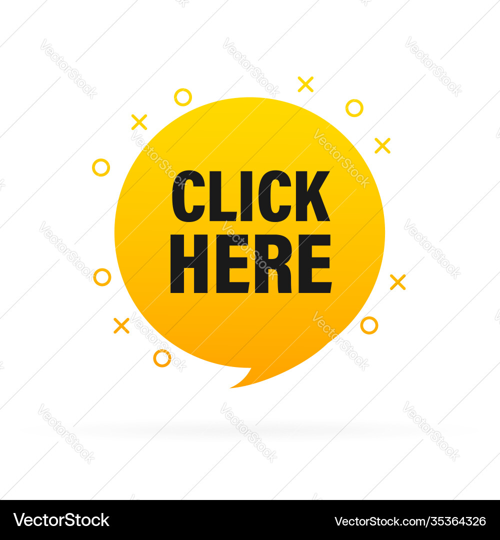 Icon with click here 3d button on white background Icon with click here 3d button on white background Vector Image