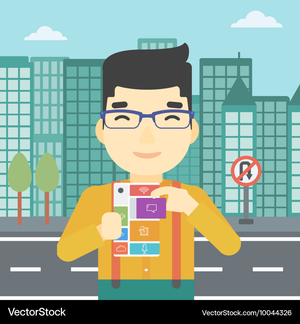 Man with modular phone vector image