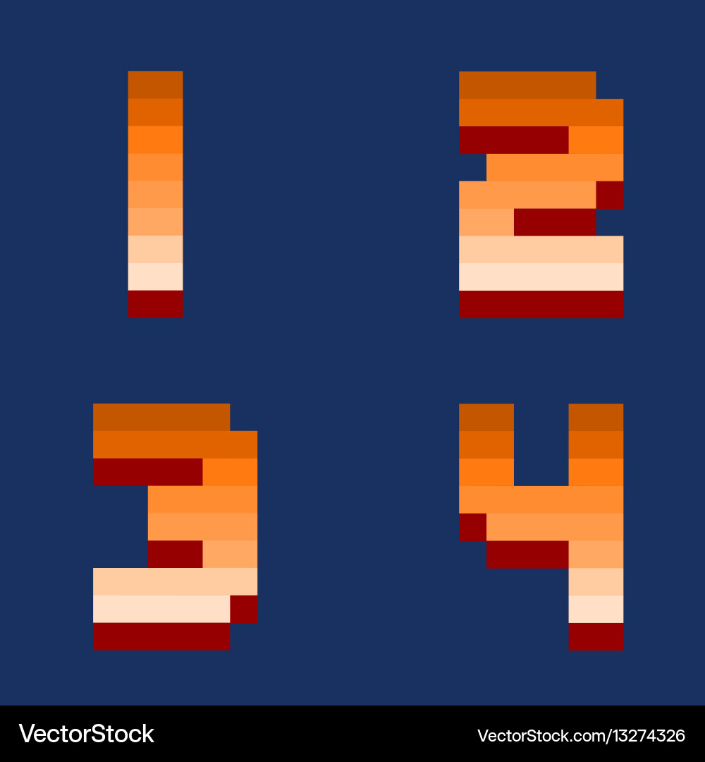 Pixel retro numbers computer game design vector image