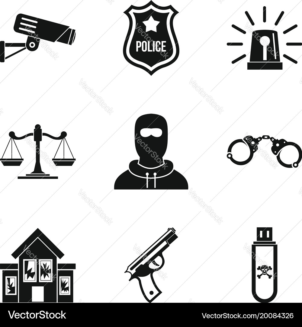 Safeguarding icons set simple style Vector Image