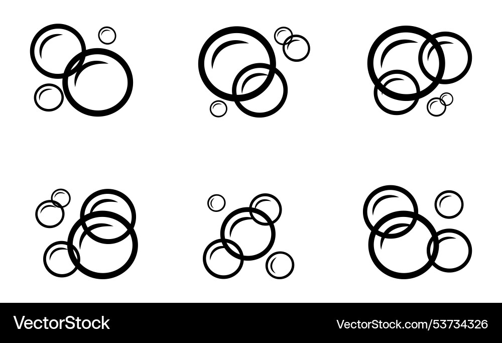 Set of soap bubbles icons in doodle style linear Set of soap bubbles icons in doodle style linear vector image