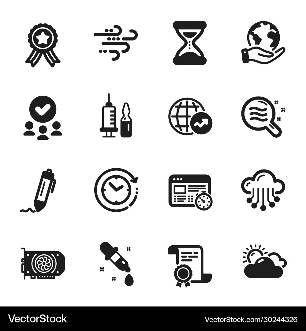 Set science icons such as web timer windy Set science icons such as web timer windy vector image