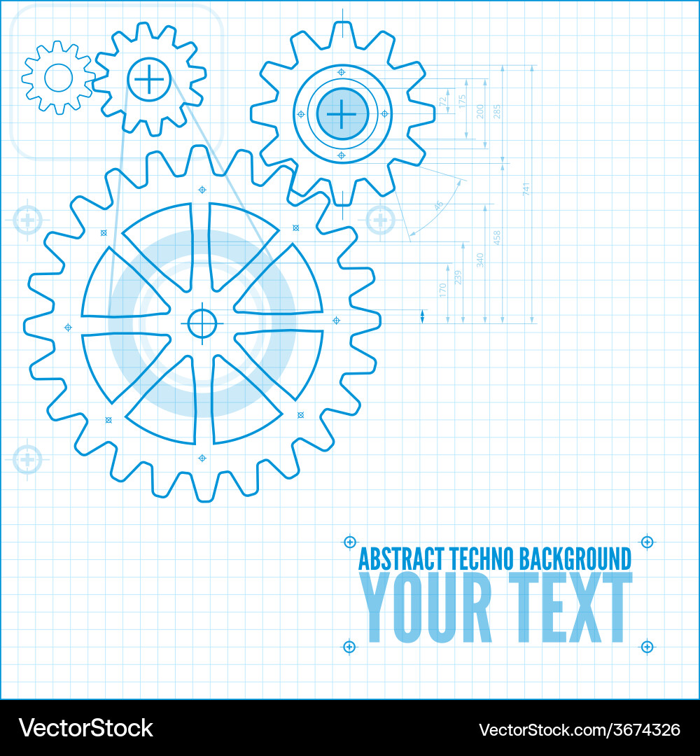 Technischer Gear Blueprint Vektorbild