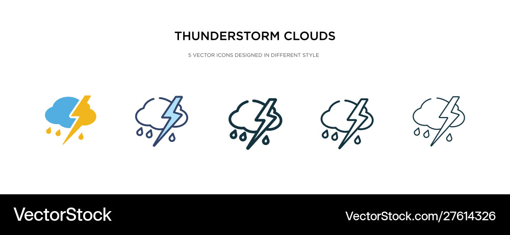 Thunderstorm clouds icon in different style two Thunderstorm clouds icon in different style two vector image