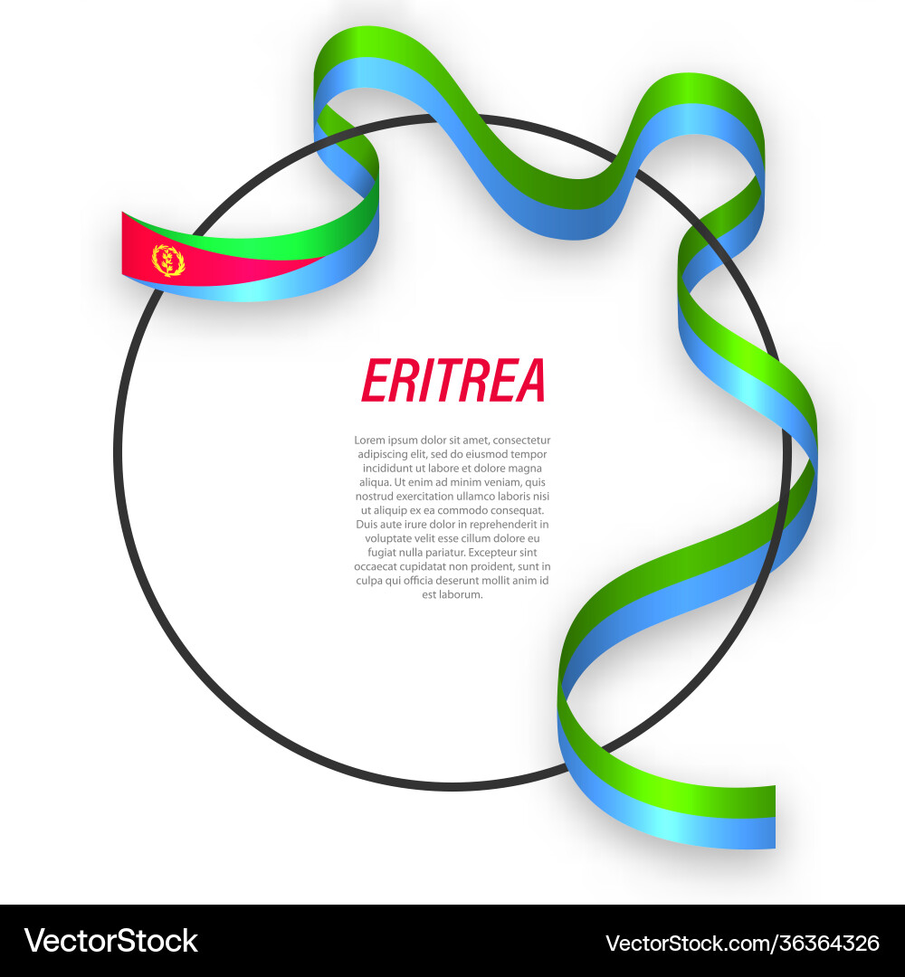 Waving ribbon flag eritrea on circle frame Waving ribbon flag eritrea on circle frame vector image