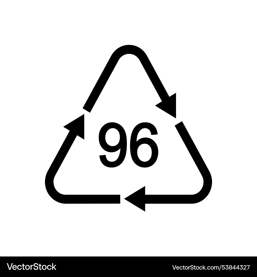 96 number in recycling sign triangular shape 96 number in recycling sign triangular shape vector image