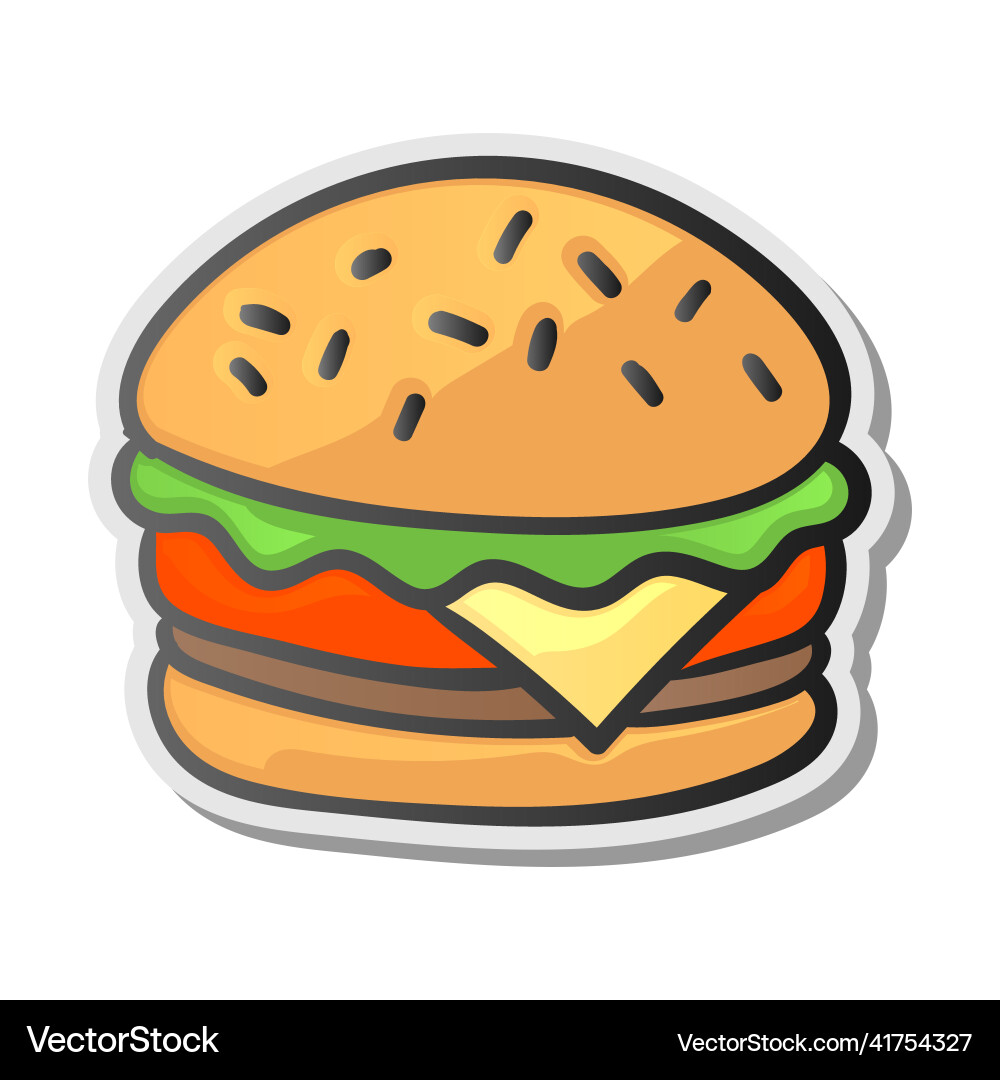 Burger sticker isolated background graphic Burger sticker isolated background graphic vector image
