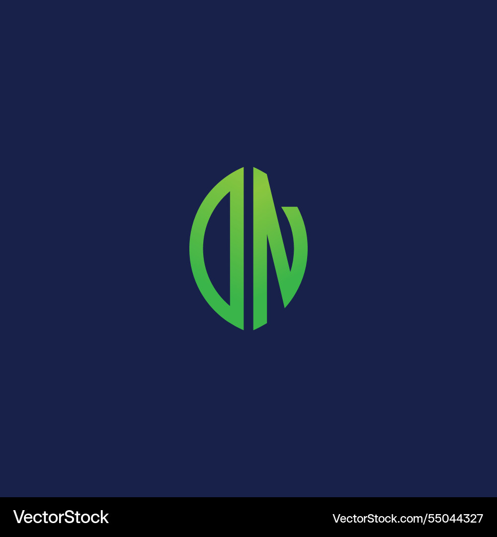 Creative initial letters dn with eco leaf shape vector image