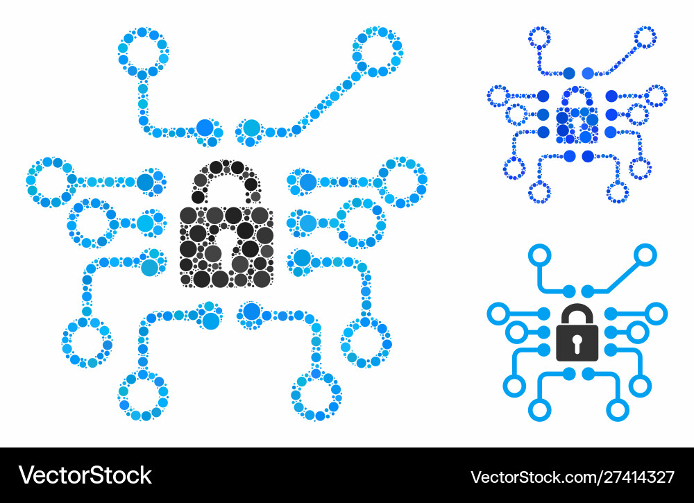 Cryptography mosaic icon circles Cryptography mosaic icon circles vector image