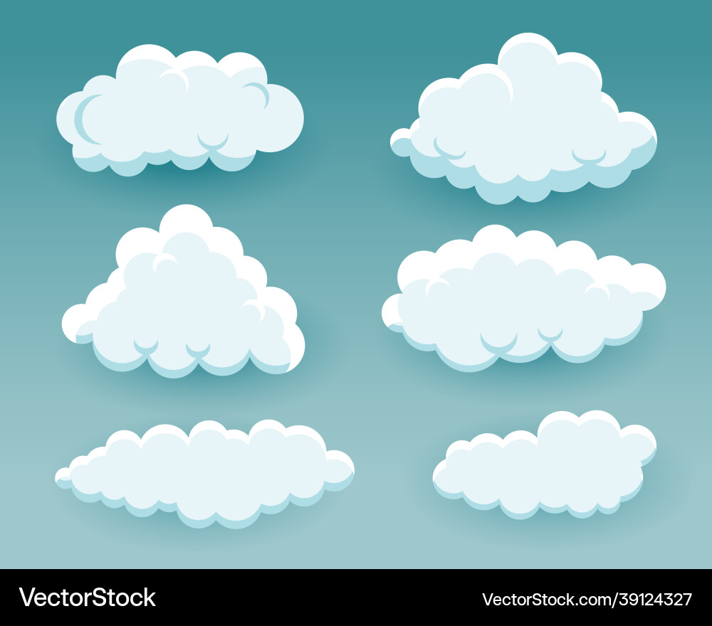 Cute Cartoon Clouds Set Vector Image