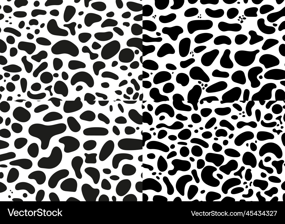Dalmatian fur random shape seamless pattern set Dalmatian fur random shape seamless pattern set Vector Image