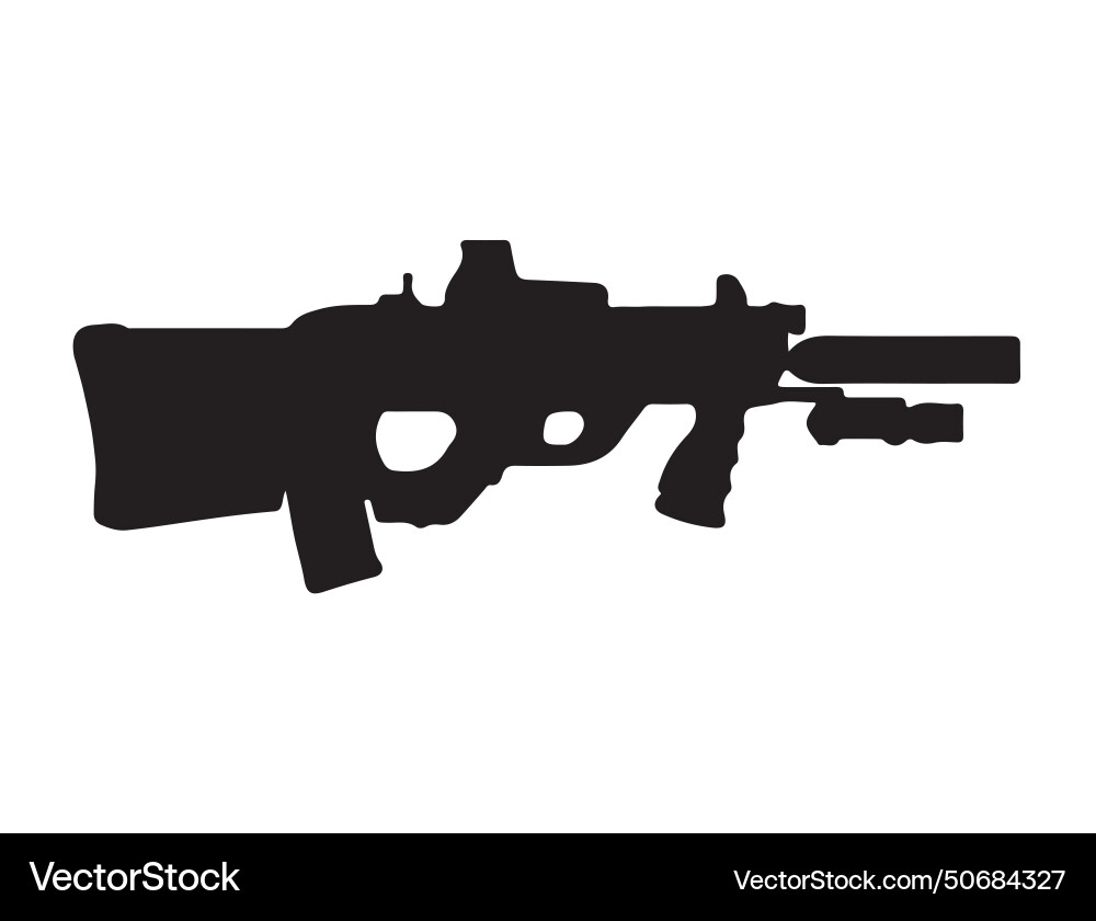 F2000 assault rifle silhouette art Royalty Free Vector Image