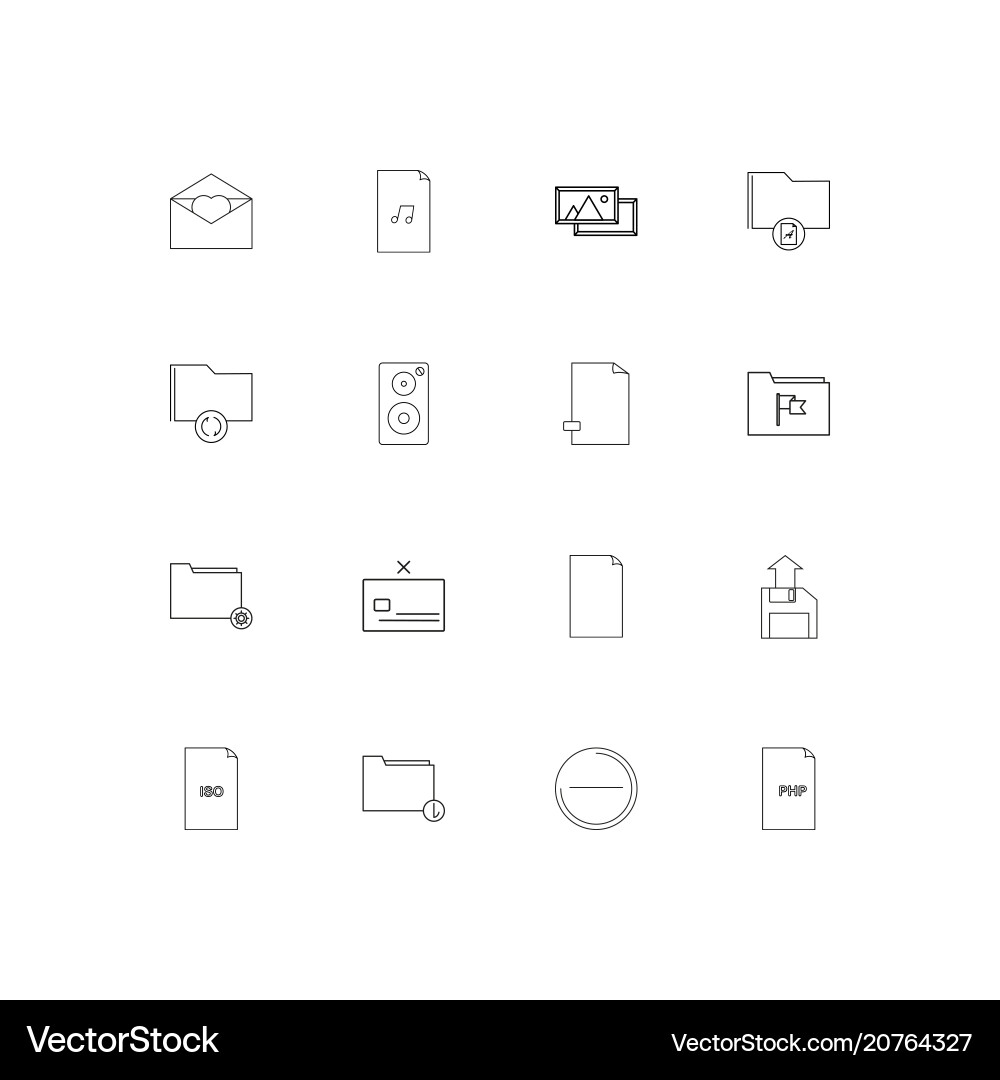 Files and folders sign linear thin icons set Vector Image