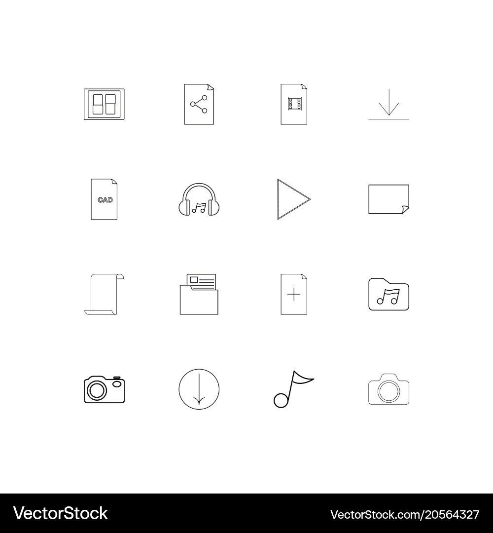 Files and folders sign simple linear icons set vector image