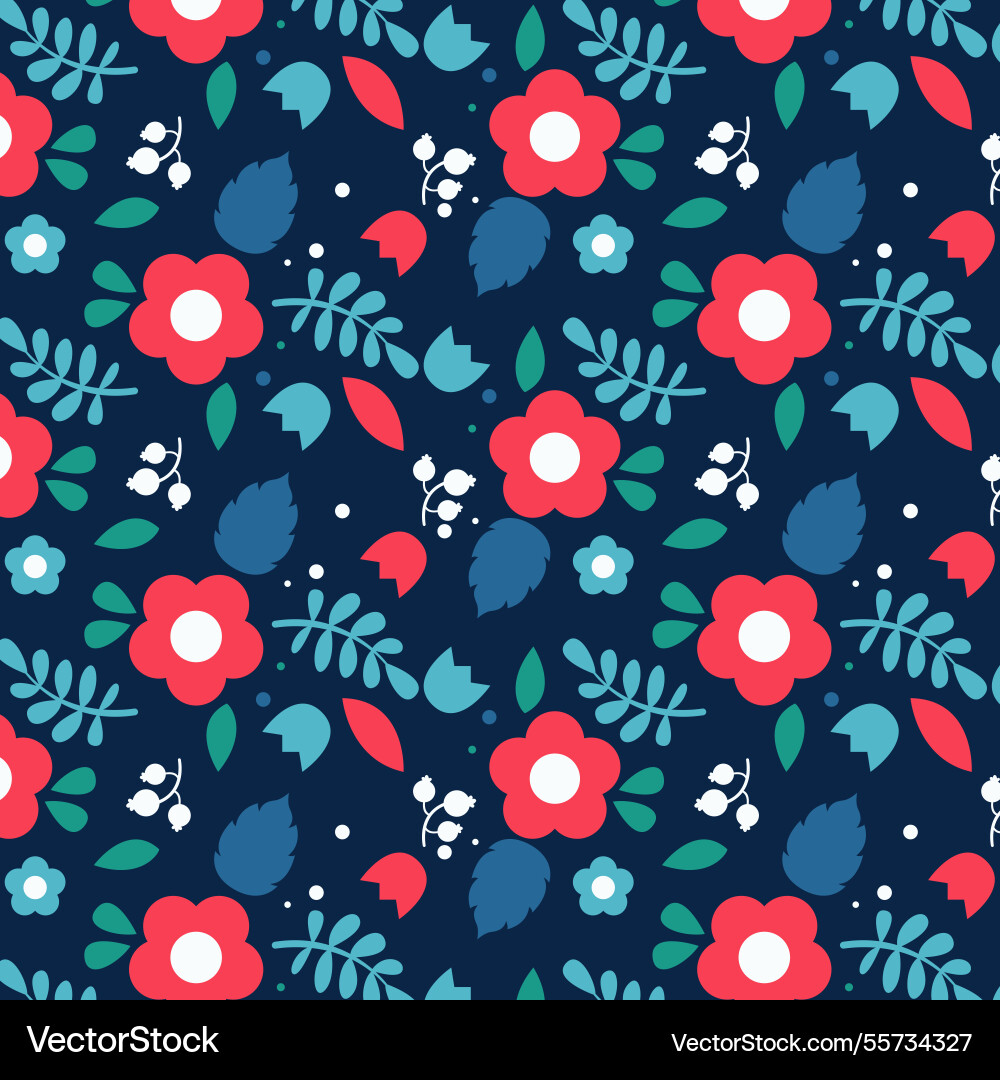 Flat pattern with red roses in design Vector Image