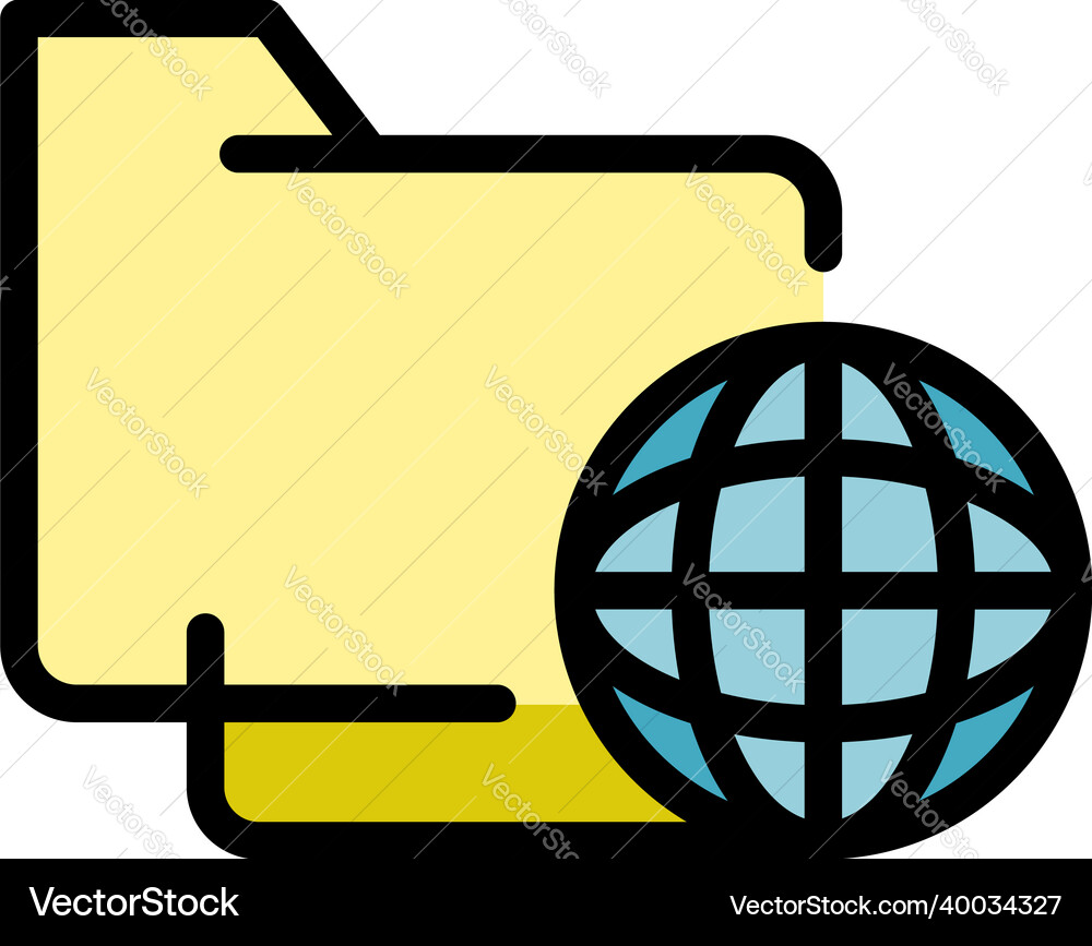 Global folder operating system icon color outline Global folder operating system icon color outline vector image