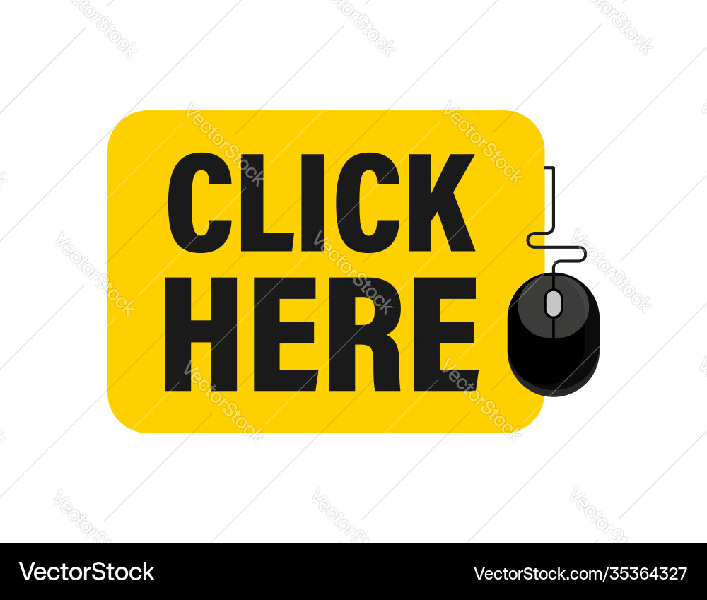 Icon with click here 3d button on white background Icon with click here 3d button on white background Vector Image