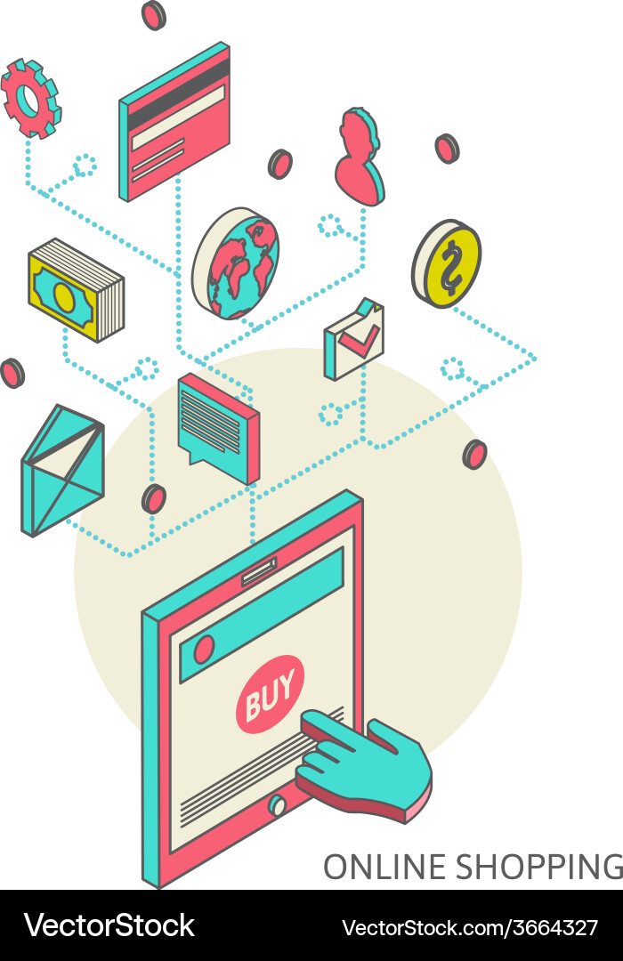 Isometric Shopping & Marketing Icons Vector Image
