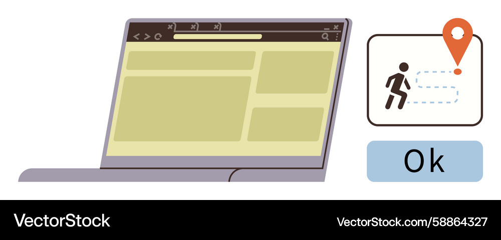 Laptop with web interface and navigation Laptop with web interface and navigation Vector Image