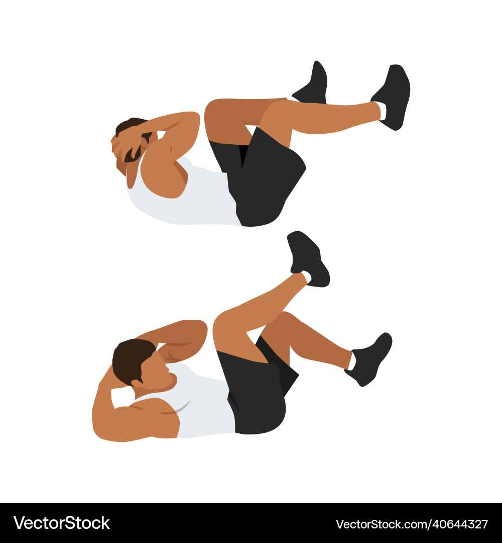 Man doing abdominal workout with bicycle crunch Vector Image