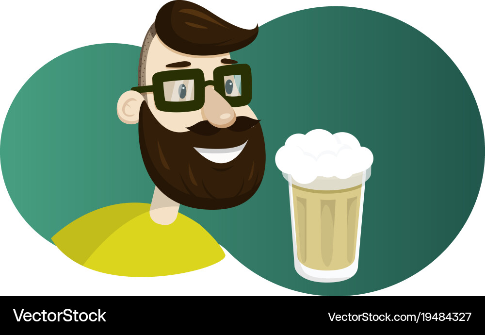 Man with beard in the form of hop Vector Image