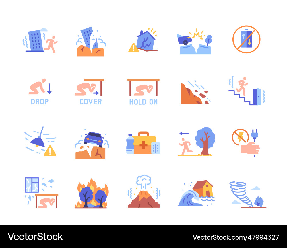 Naturkatastrophensymbole Set Naturkatastrophensymbole Set Vektorbild