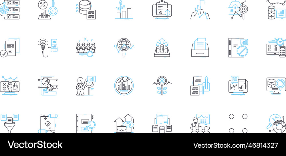 Performance interpretation linear icons set Vector Image
