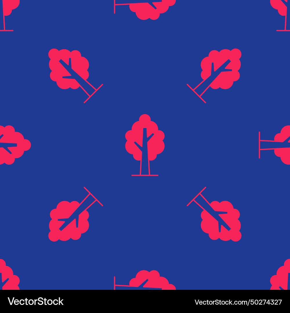 Red tree icon isolated seamless pattern on blue Red tree icon isolated seamless pattern on blue vector image