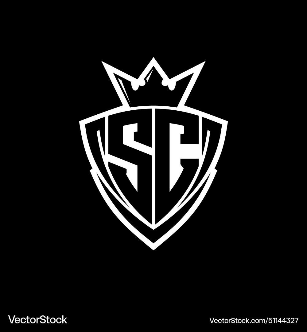 Sc letter logo with sharp triangle shield shape Vector Image