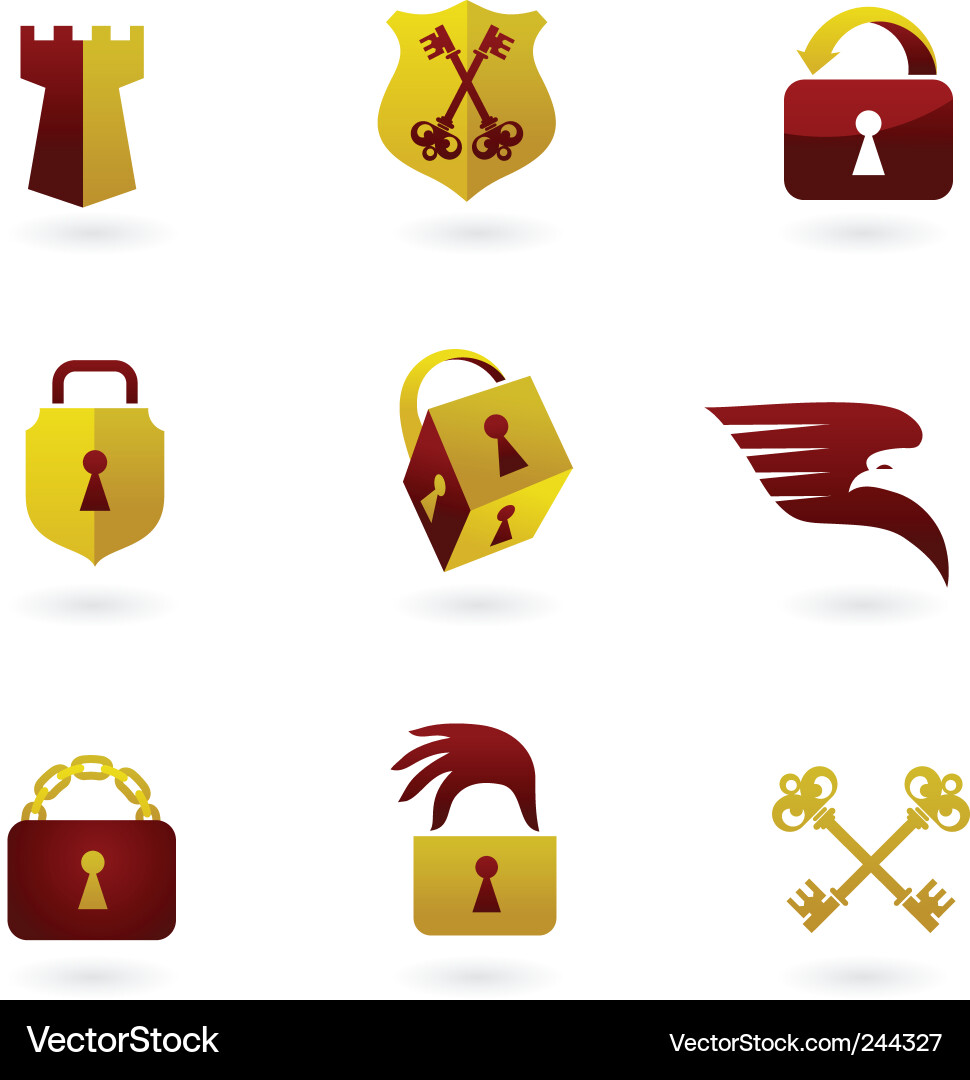 Secure Icons - Lock & Protection Set Vector Image