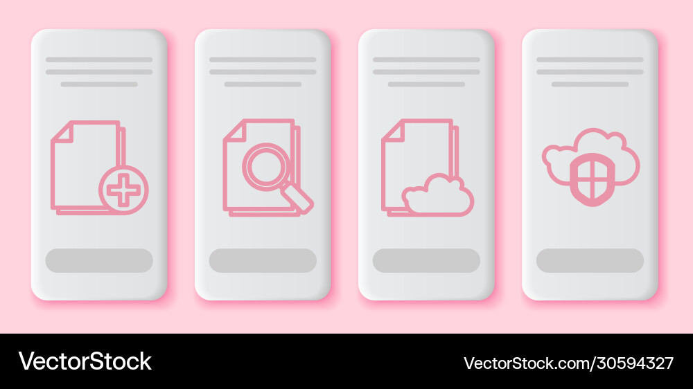 Set line add new file document with search cloud Vector Image