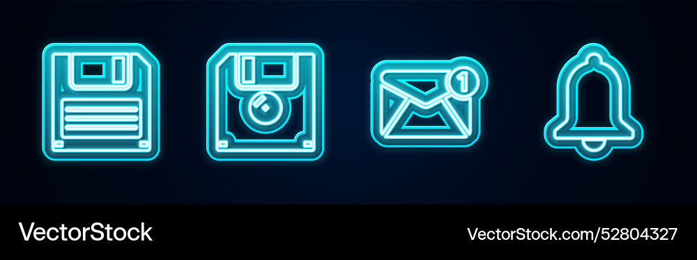 Set line floppy disk new email incoming message Set line floppy disk new email incoming message Vector Image