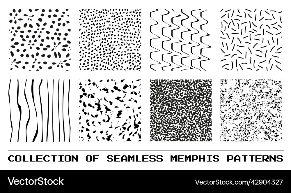 Set of abstract seamless memphis patterns Vector Image
